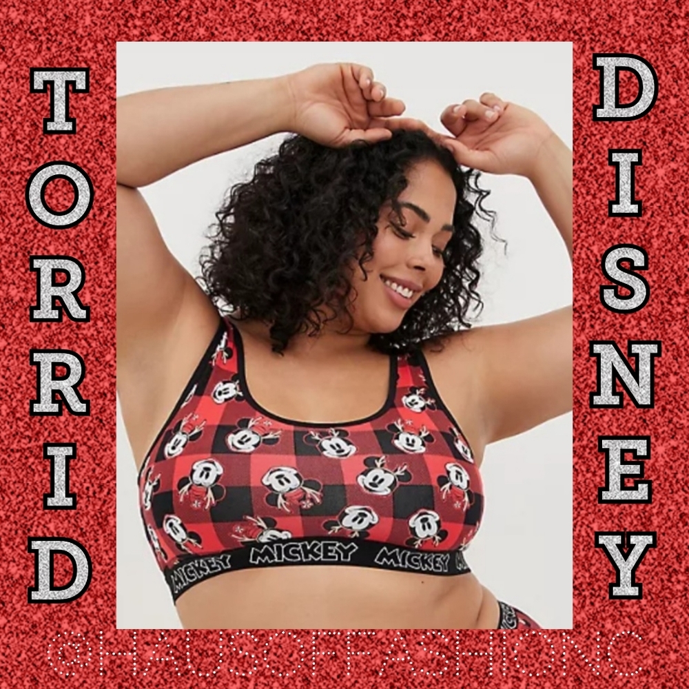 Torrid Disney Mickey Mouse Buffalo Plaid Christmas Bralette!